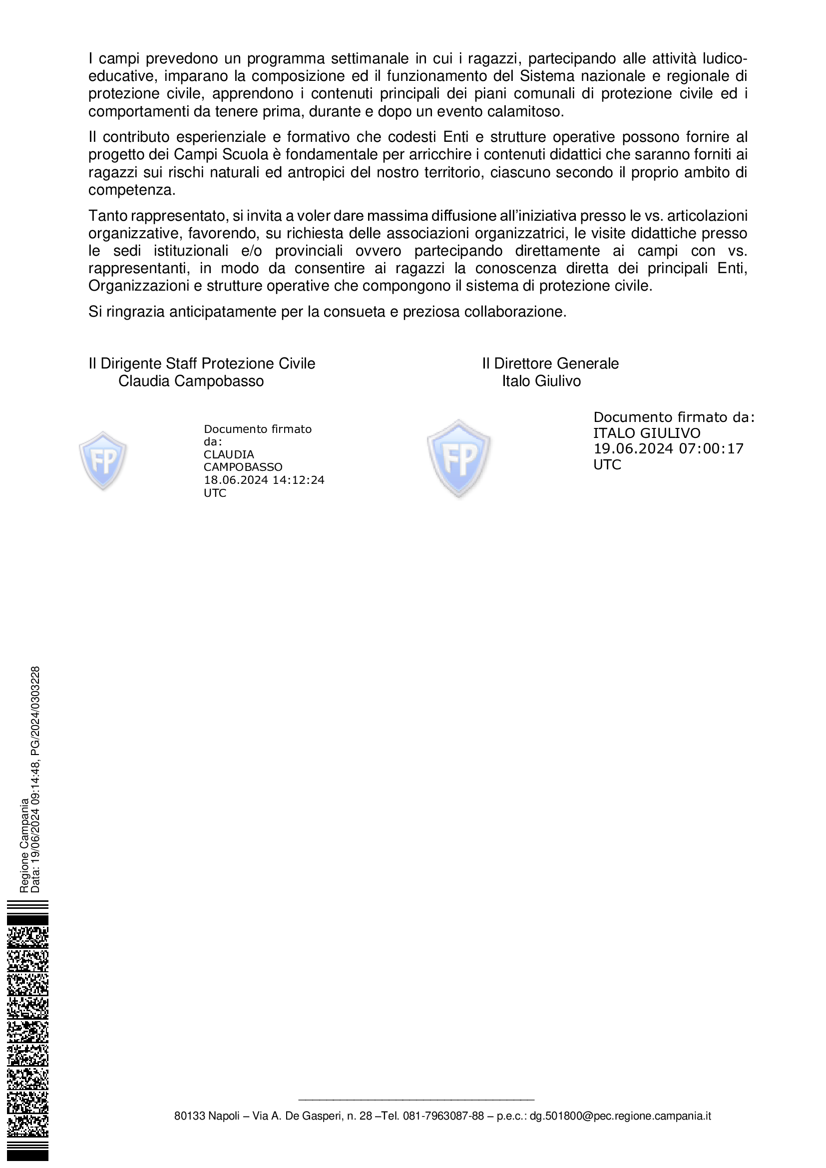 Campi scuola Protezione civile